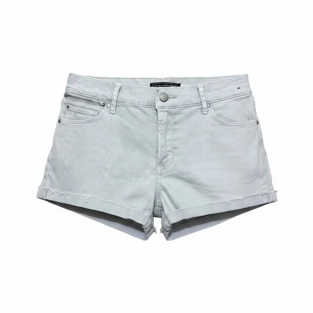 Abercrombie & Fitch Jean Shorts Light Gray Wash Zip Pocket Solid Womens 28